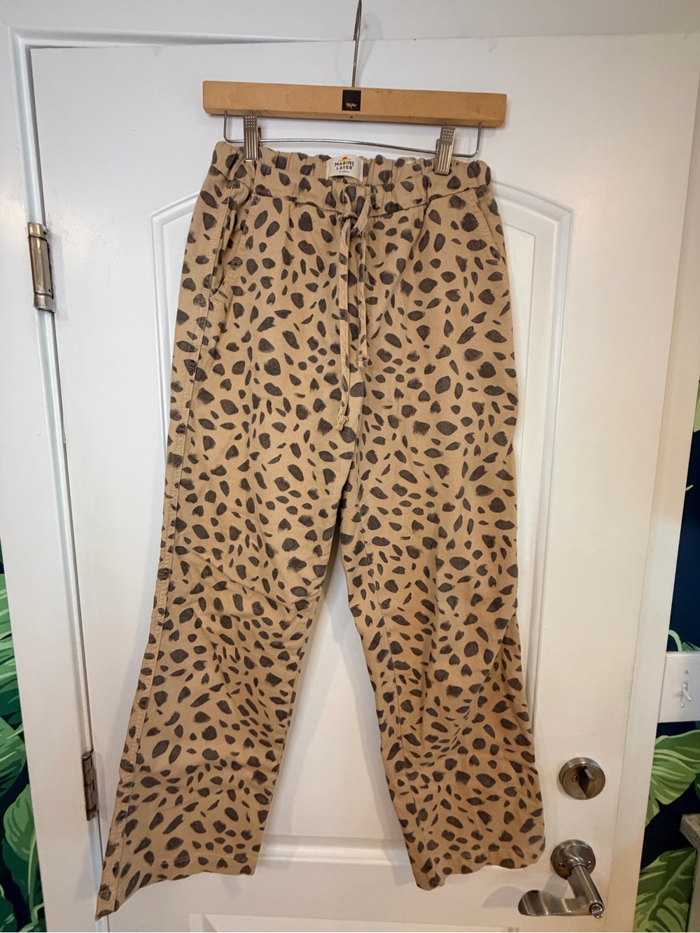 Marine Layer Tan Leopard-Spot Drawstring Joggers